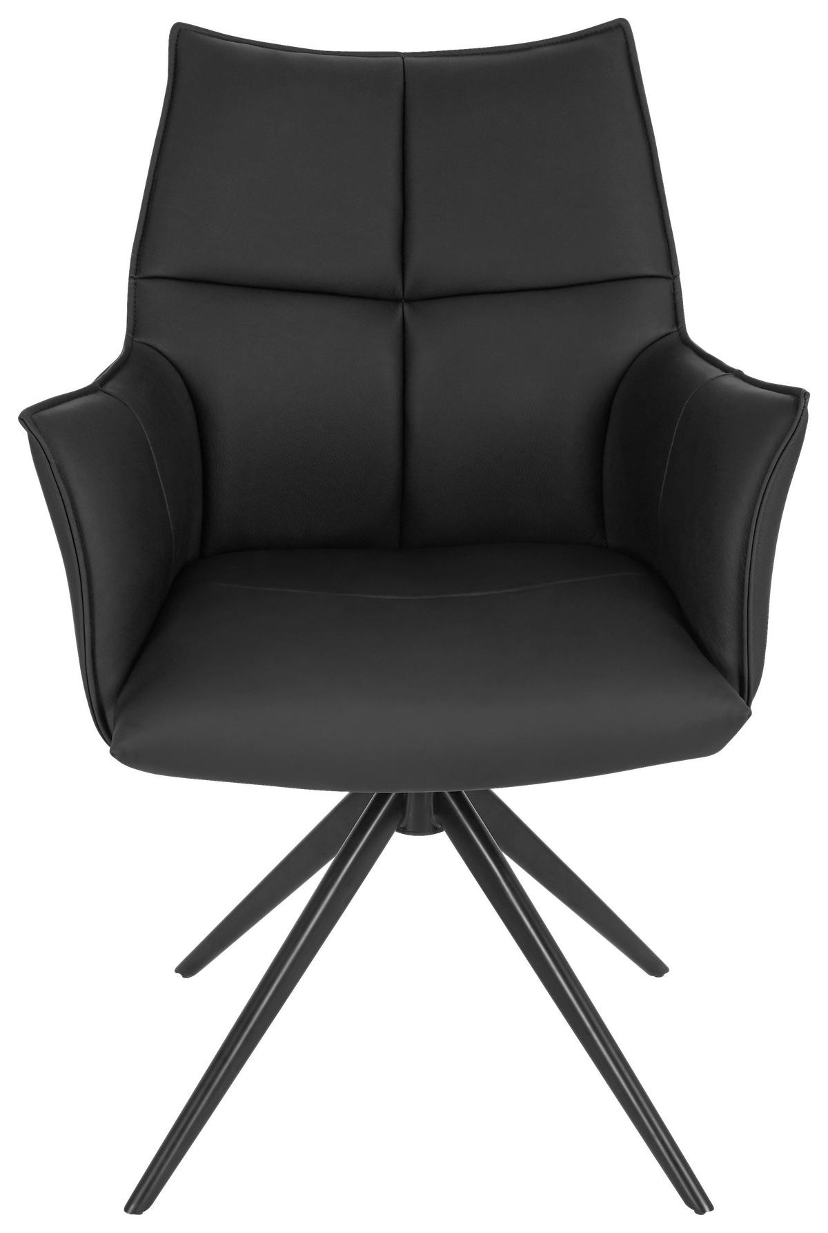 SCAUN CU BRAțE in negru  - negru, Design, metal/piele (62/91/62cm) - Novel
