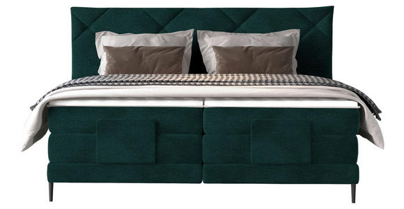 BOXSPRINGBETT 180/200 cm  in Waldgrün  - Waldgrün/Schwarz, KONVENTIONELL, Textil/Metall (180/200cm) - Esposa