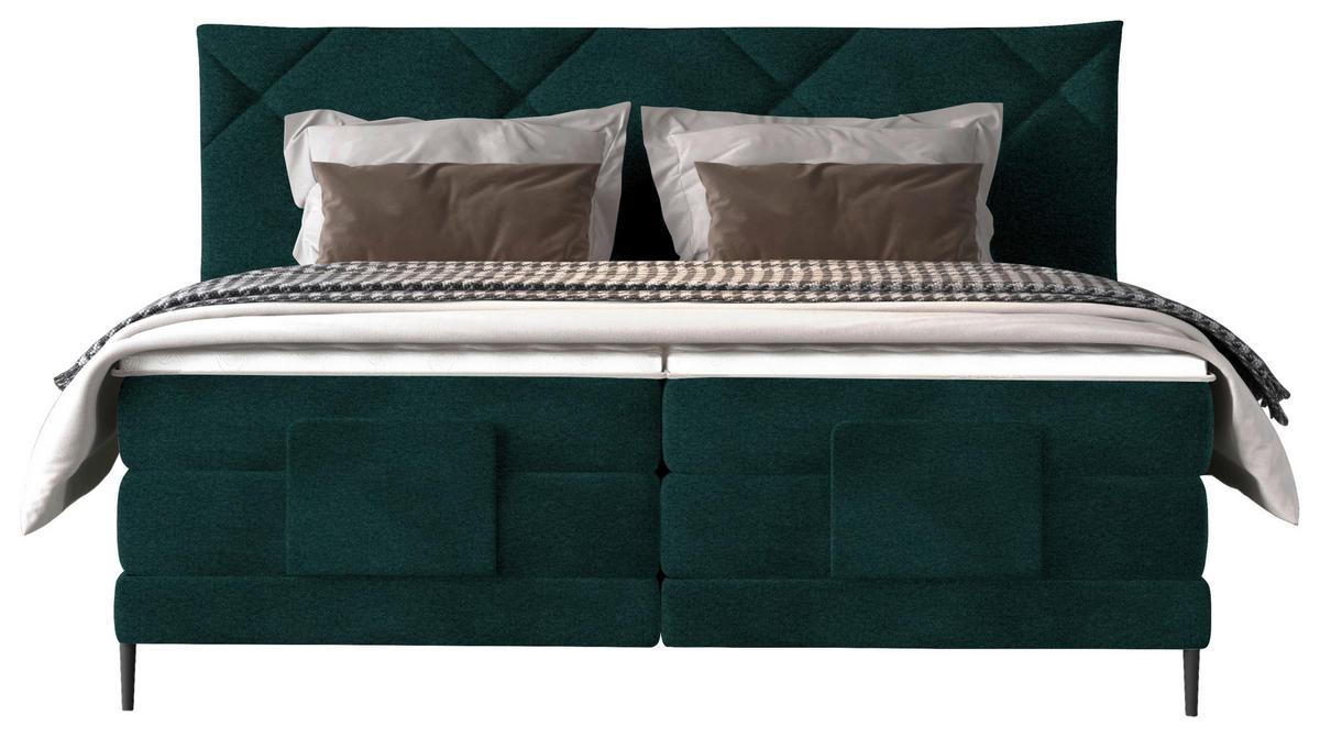BOXSPRINGBETT 180/200 cm  in Waldgrün  - Waldgrün/Schwarz, Konventionell, Textil/Metall (180/200cm) - Esposa