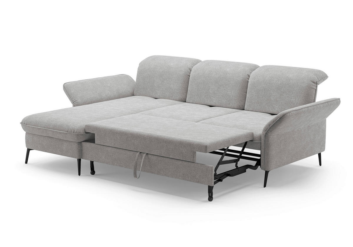ECKSOFA in Flachgewebe Hellgrau  198/264 cm  - Hellgrau/Schwarz, KONVENTIONELL, Textil/Metall (198/264cm) - Sit & More