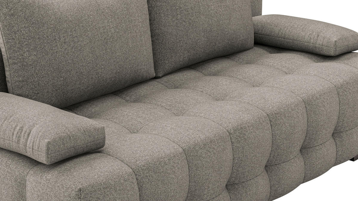 SCHLAFSOFA Jensen  mit Stoffauswahl, Schlafen auf Sitzhöhe, Rücken echt Struktur Hellbraun  - Hellbraun/Schwarz, KONVENTIONELL, Kunststoff/Textil (209/96/100cm) - Stylife