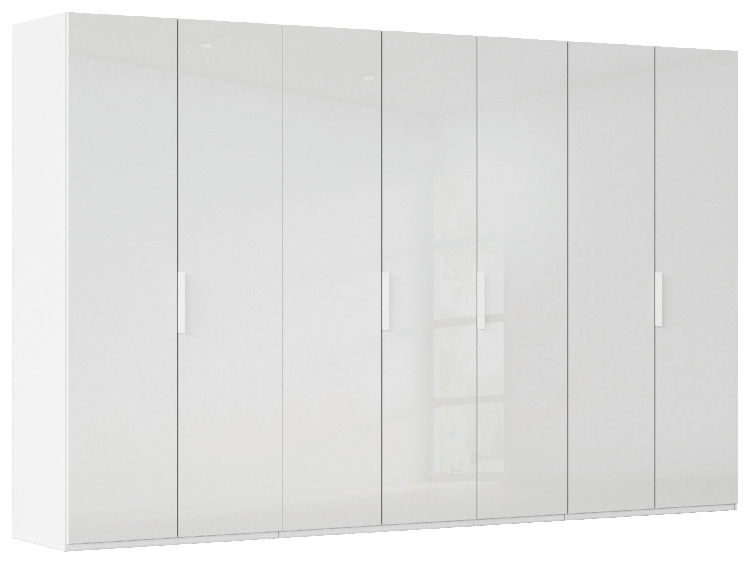 DREHTÜRENSCHRANK 350/235/61 cm,  in Weiß, 7-türig  - Weiß, Basics, Glas/Holzwerkstoff (350/235/61cm) - Novel