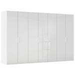 DREHTÜRENSCHRANK 350/223/61 cm,  in Weiß, Weiß Hochglanz, 7-türig  - Weiß Hochglanz/Weiß, Basics, Holzwerkstoff/Metall (350/223/61cm) - Novel