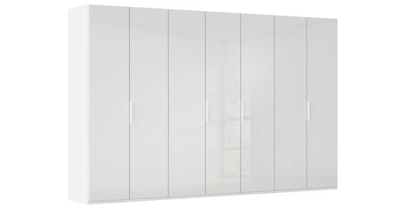 DREHTÜRENSCHRANK 350/235/61 cm,  in Weiß, Weiß Hochglanz, 7-türig  - Weiß Hochglanz/Weiß, Basics, Holzwerkstoff/Metall (350/235/61cm) - Novel