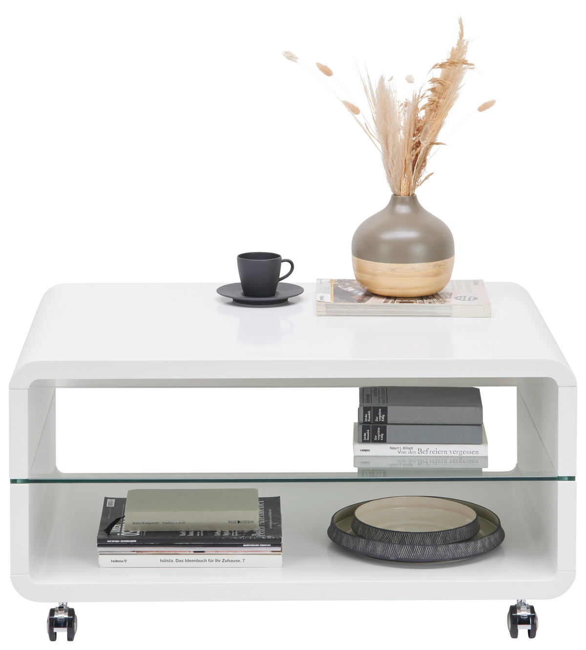 COUCHTISCH in Glas, Holzwerkstoff 60/90/45 cm  - Weiss, Modern, Glas/Holzwerkstoff (60/90/45cm) - Ti'me