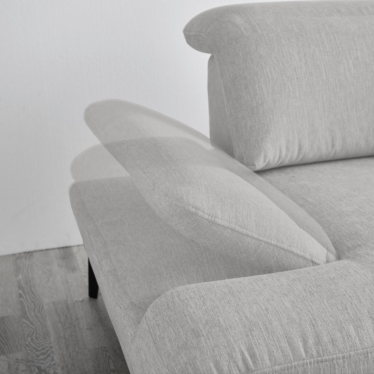 ECKSOFA in Webstoff Ecru  - Ecru/Schwarz, Design, Textil/Metall (289/180cm) - Stylife