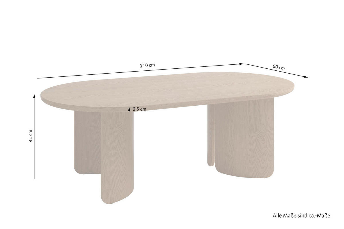 COUCHTISCH 110/60/41 cm Holzwerkstoff einfacher Aufbau, 2 in 1 Gestell  - Eichefarben, Modern, Holzwerkstoff (110/60/41cm) - MID.YOU