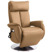 RELAXSESSEL in Leder Cappuccino  - Edelstahlfarben/Cappuccino, Konventionell, Leder/Metall (78/110/81cm) - Cantus