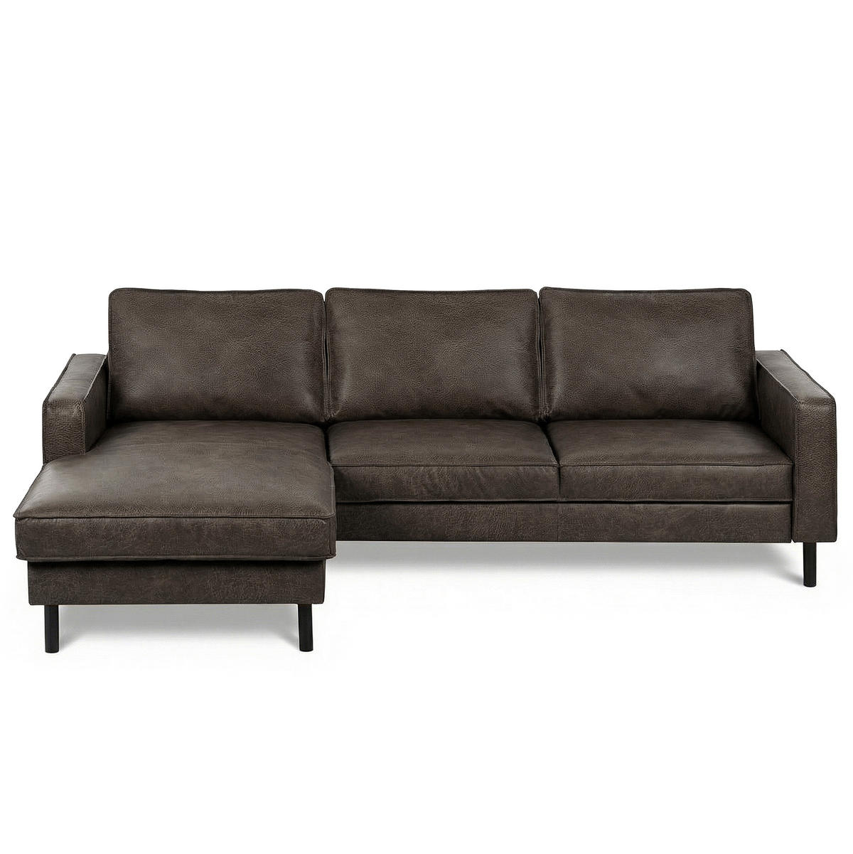 ECKSOFA  in Echtleder Fango  - Fango/Schwarz, Design, Leder/Metall (166/238cm) - Livetastic