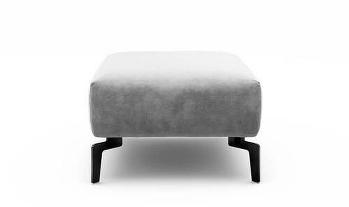 HOCKER Samt Hellgrau  - Hellgrau/Schwarz, Design, Textil/Metall (90/70/46cm) - SENSOO