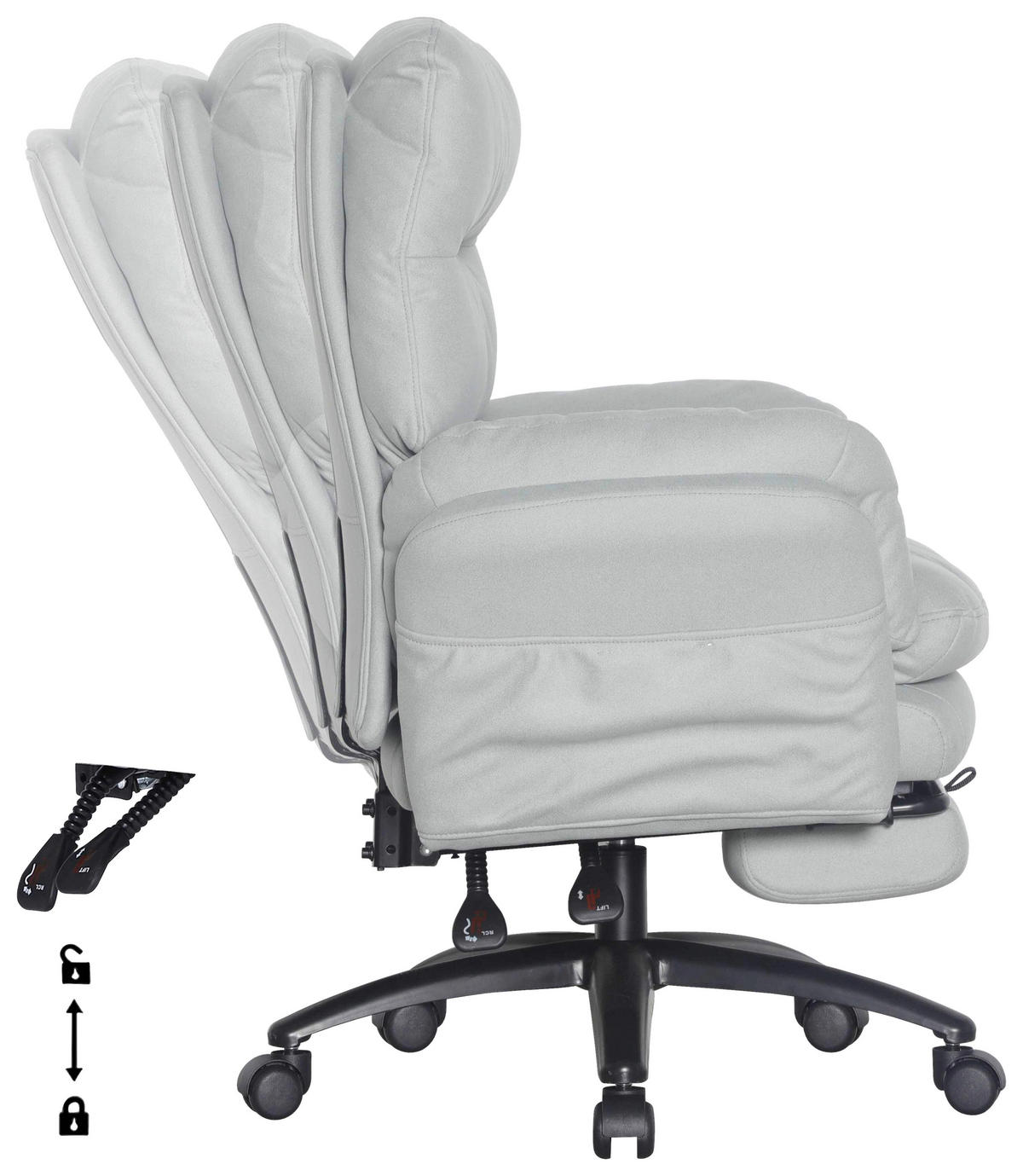 CHEFSESSEL Mikrofaser Schwarz, Hellgrau  - Hellgrau/Schwarz, Design, Kunststoff/Textil (79/101-109/74cm) - Venda