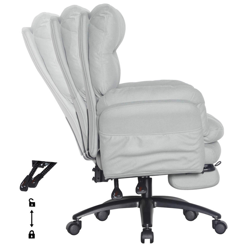 Thumbnail - Venda Chefsessel, Schwarz, Hellgrau, Metall, Kunststoff, Textil, Drehkreuz, 79x101-109x74 cm, Sitzfläche 360° drehbar, A...