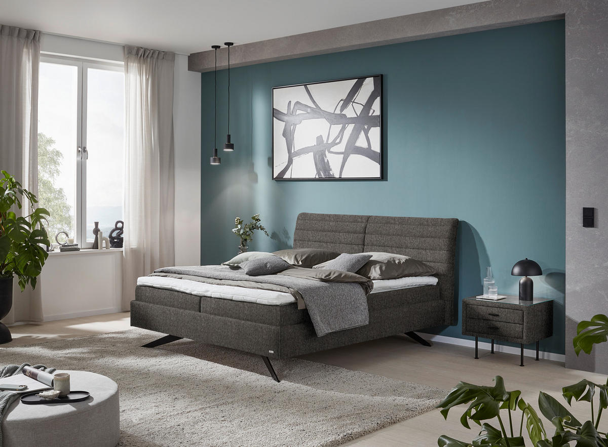POLSTERBETT 180/200 cm  in Graubraun  - Weiss/Graubraun, Design, Holzwerkstoff/Kunststoff (180/200cm) - Dieter Knoll