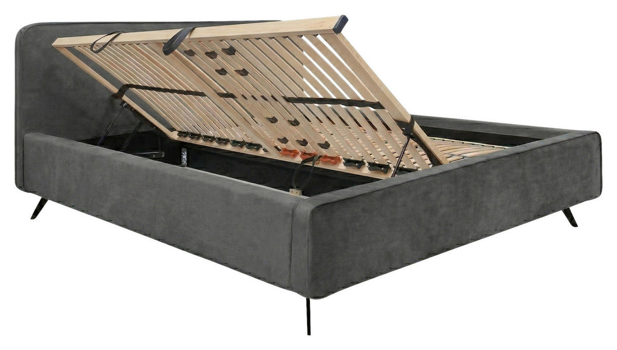 POLSTERBETT Lattenrost, Bettkasten Anthrazit 200/200 cm  - Anthrazit/Schwarz, MODERN, Holz/Textil (200/200cm) - MID.YOU