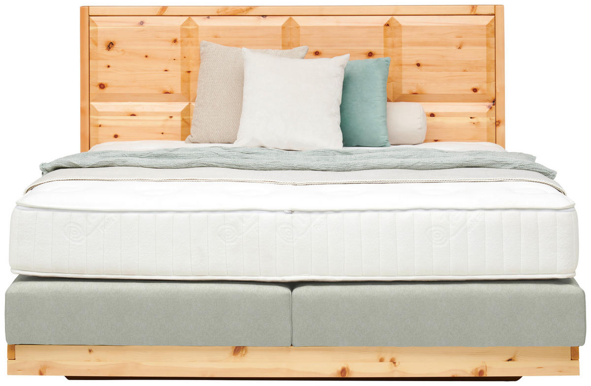 BOXSPRINGBETT 180/200 cm  Zirbelkieferfarben, Hellgrau  - Zirbelkieferfarben/Hellgrau, Natur, Holz/Textil (180/200cm) - Valnatura