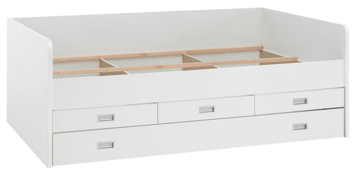 AUSZIEHBETT 120/200 cm Weiss  - Weiss/Schwarz, Konventionell, Holzwerkstoff/Kunststoff (120/200cm) - MID.YOU