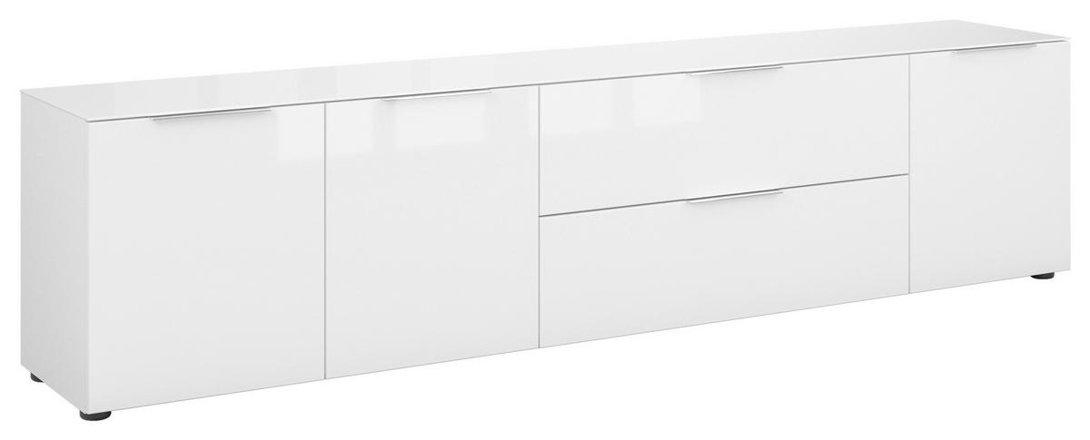 LOWBOARD Style  in 225/53,9/40 cm  - Chromfarben/Weiß Hochglanz, Basics, Glas/Holzwerkstoff (225/53,9/40cm)