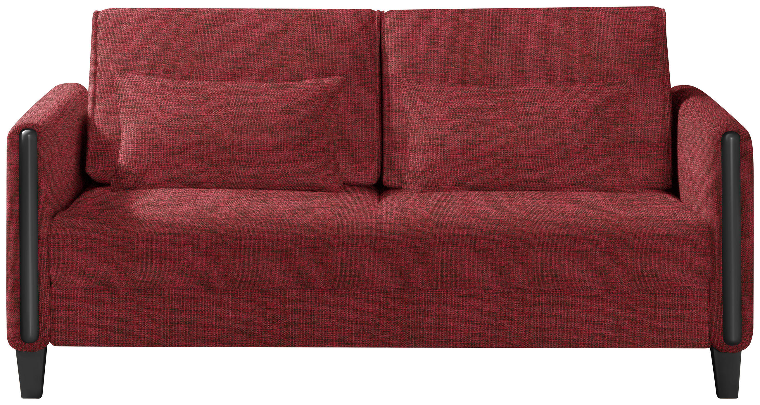 SCHLAFSOFA Webstoff Rot, Schwarz Fussart wählbar, Stoffauswahl, Rücken echt, Armteil links, Armteil rechts  - Rot/Schwarz, Design, Holz/Textil (174/88/104cm) - Niels Andersson