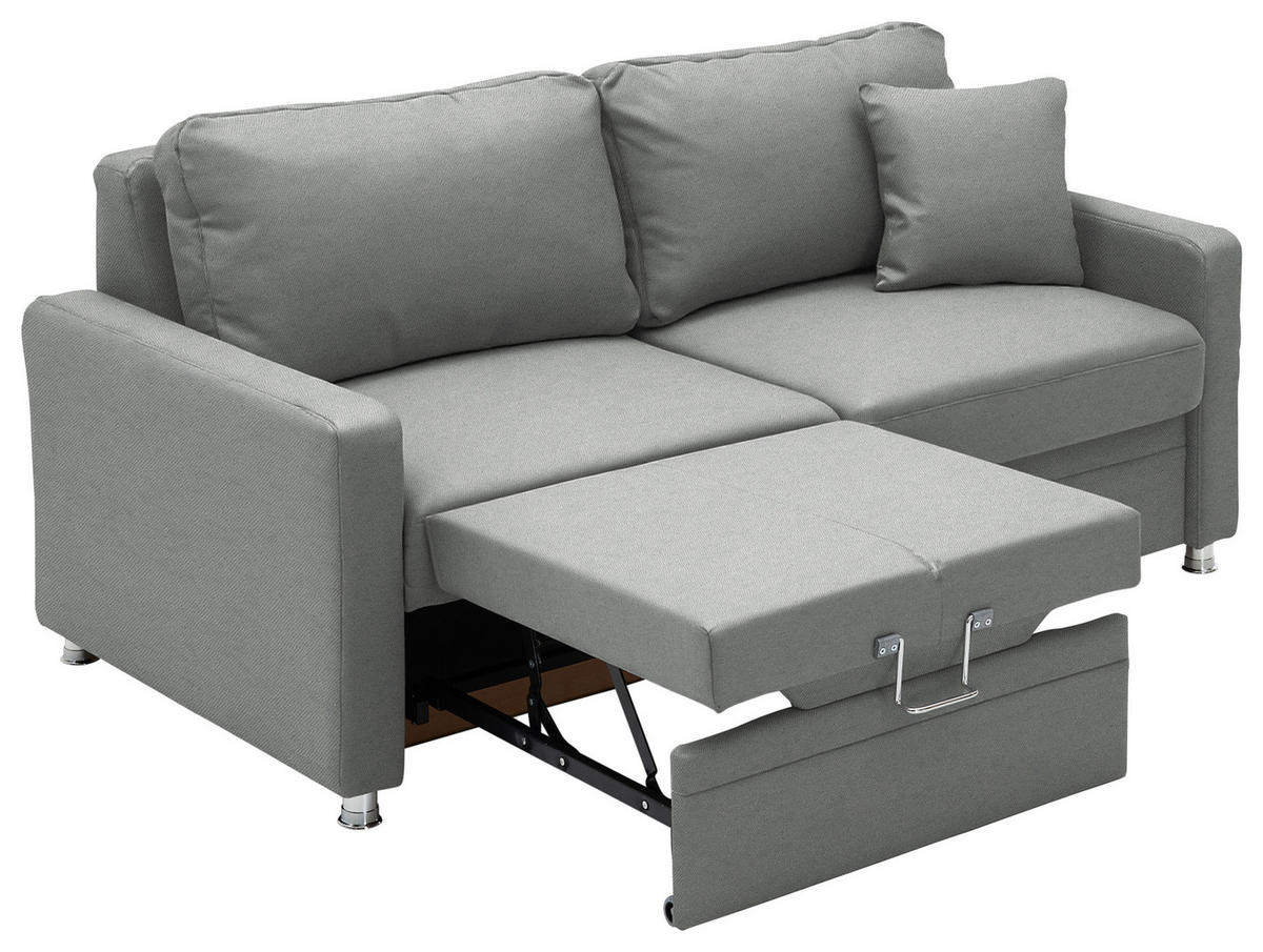 SCHLAFSOFA  in Chenille Grau  - Chromfarben/Grau, KONVENTIONELL, Textil/Metall (186/90/100cm) - Beldomo Style