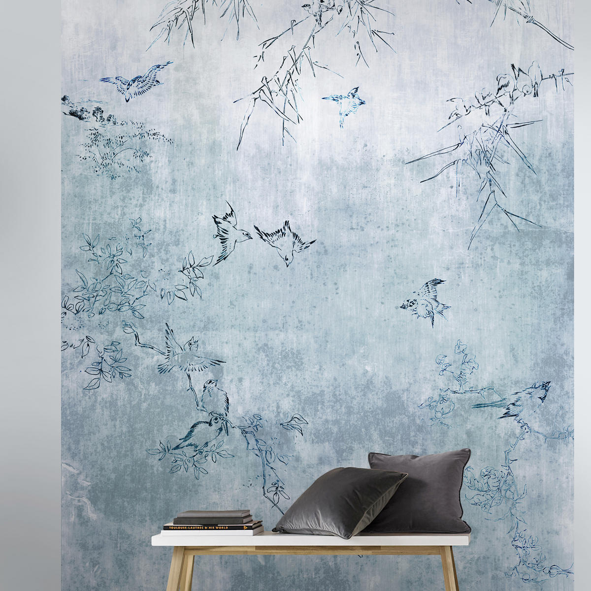FOTOTAPETE - Blau/Weiß, Basics, Papier/Kunststoff (186/280cm)