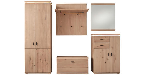 GARDEROBE 5-teilig  in 260/204/38 cm  - Eichefarben, Natur, Holz/Holzwerkstoff (260/204/38cm) - Linea Natura