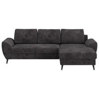 ECKSOFA Chenille Schwarz  - Schwarz, Trend, Textil/Metall (255/154cm) - MID.YOU