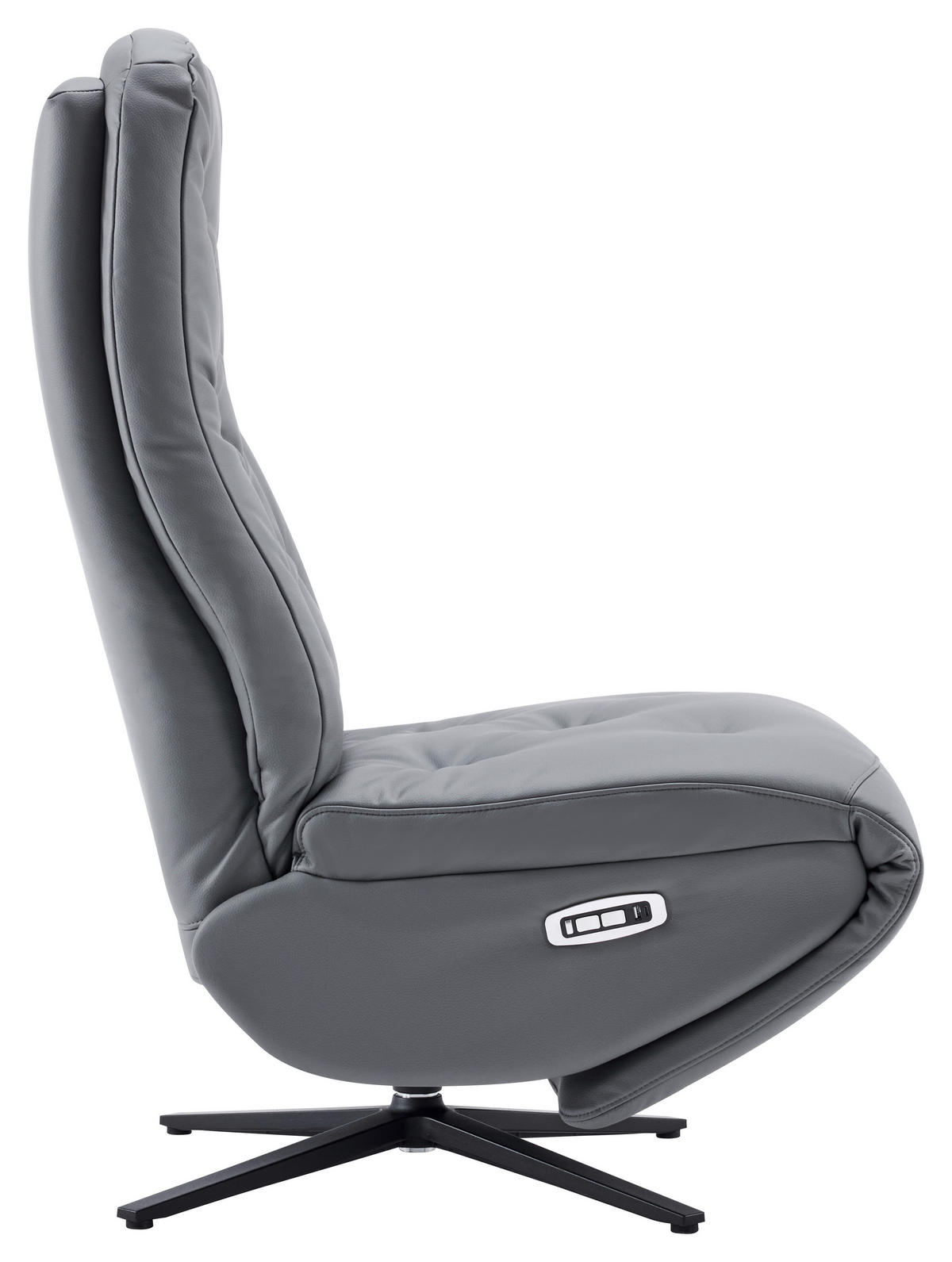 RELAXSESSEL NORA Lederlook, Mikrofaser    - Schwarz/Grau, Design, Textil/Metall (68/113/84cm) - Livetastic
