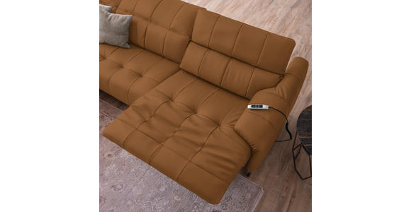 ECKSOFA in Echtleder Currygelb 165/313 cm - Currygelb/Cognac, Design, Leder/Metall (165/313cm) - Emilio Belluti