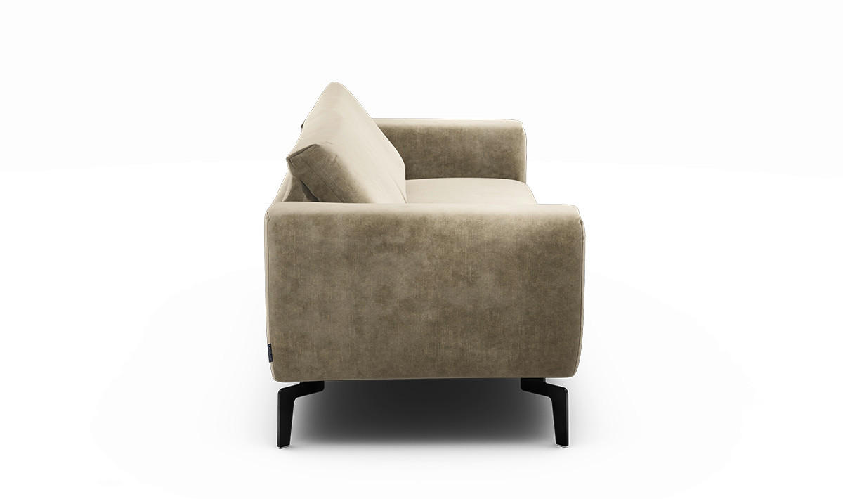 2,5-SITZER Samt Naturfarben  - Schwarz/Naturfarben, Design, Textil/Metall (220/86/86-94cm) - SENSOO