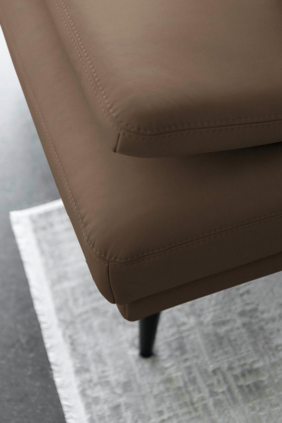 ECKSOFA Echtleder Braun  - Schwarz/Braun, Konventionell, Leder/Metall (180/301cm) - Joop!