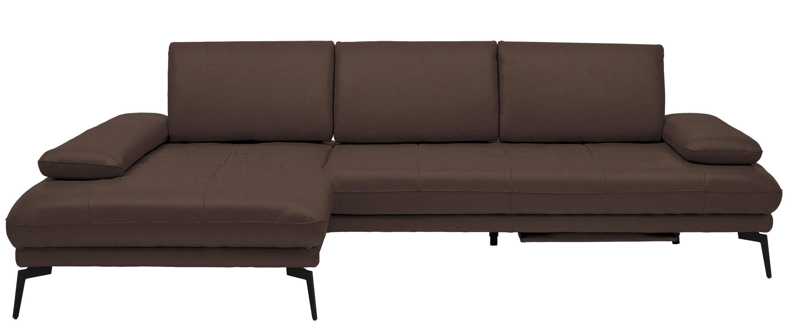 ECKSOFA Echtleder Braun  - Schwarz/Braun, Design, Leder/Metall (187/273cm) - Celina Home