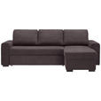ECKSOFA inkl.Funktionen Dunkelgrau Webstoff Rückenkissen, Schlaffunktion, Stauraum  - Dunkelgrau/Schwarz, Design, Textil (245/160cm) - Xora