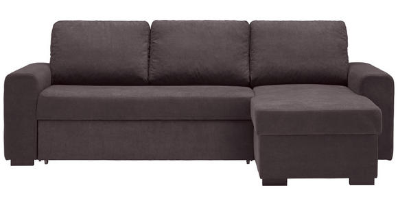 ECKSOFA inkl.Funktionen Dunkelgrau Webstoff Rückenkissen, Schlaffunktion, Stauraum  - Dunkelgrau/Schwarz, Design, Textil (245/160cm) - Xora