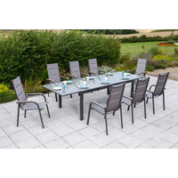 GARTENSET 9-teilig  - Graphitfarben/Braun, MODERN, Textil/Metall - Gardenson