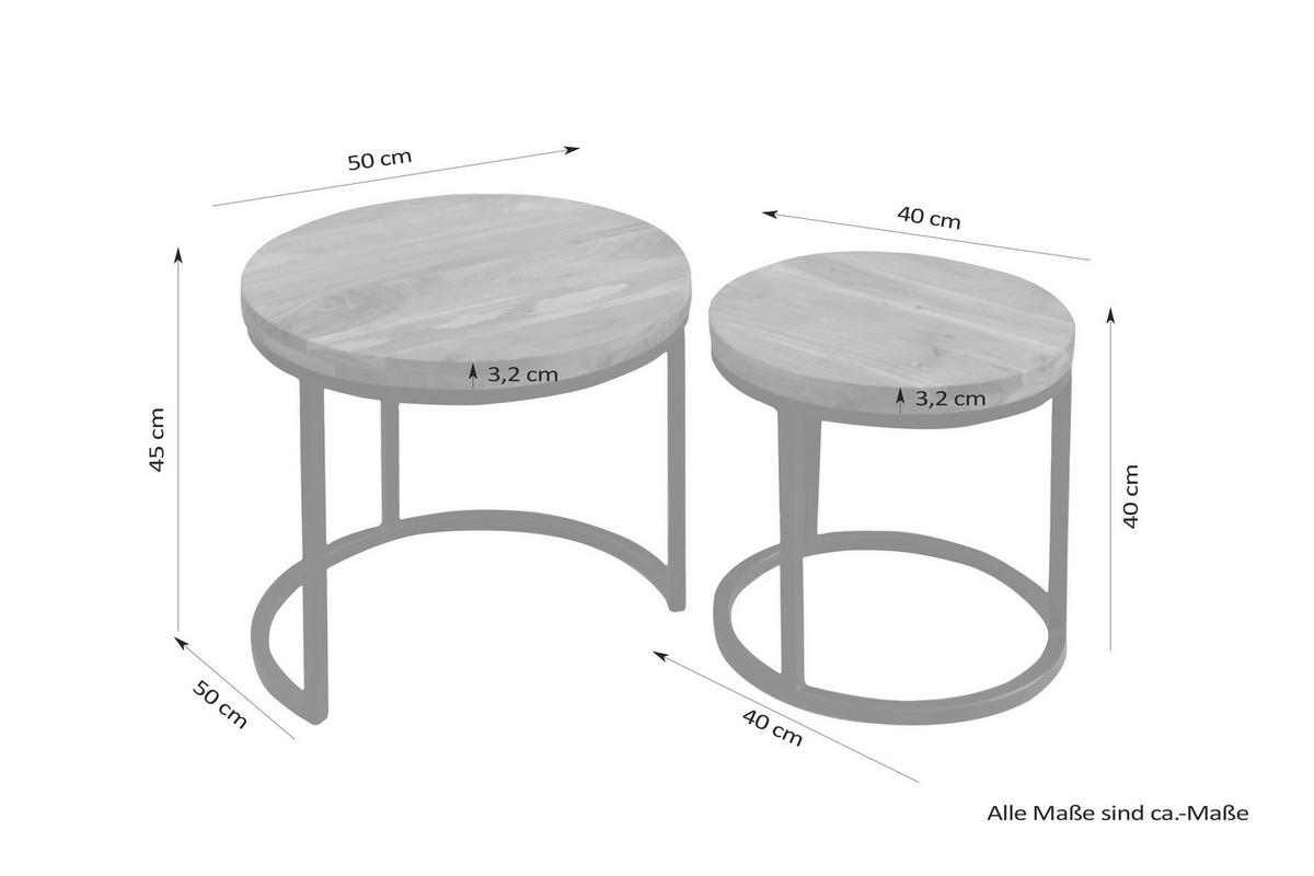 SATZTISCH in Holz, Metall  - Schwarz/Akaziefarben, MODERN, Holz/Metall - MID.YOU