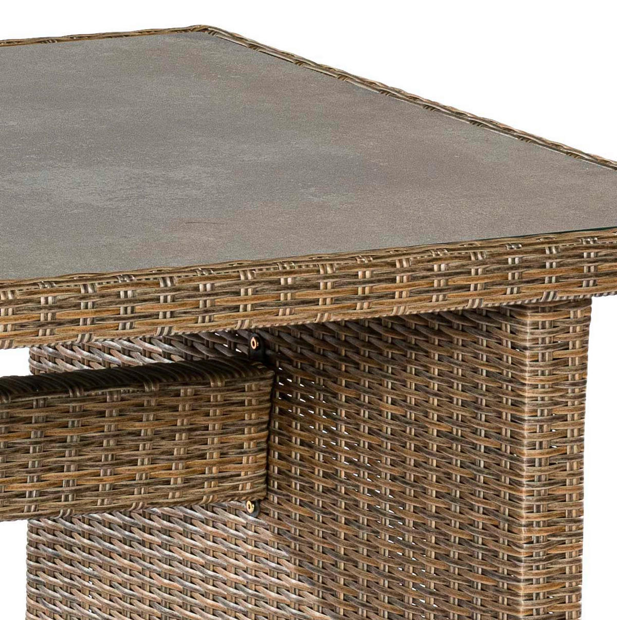 GARTENTISCH Metall, Kunststoff, Glas Schieferfarben, Beige rechteckig  - Schieferfarben/Beige, KONVENTIONELL, Glas/Kunststoff (200/100/74cm) - Gardenson