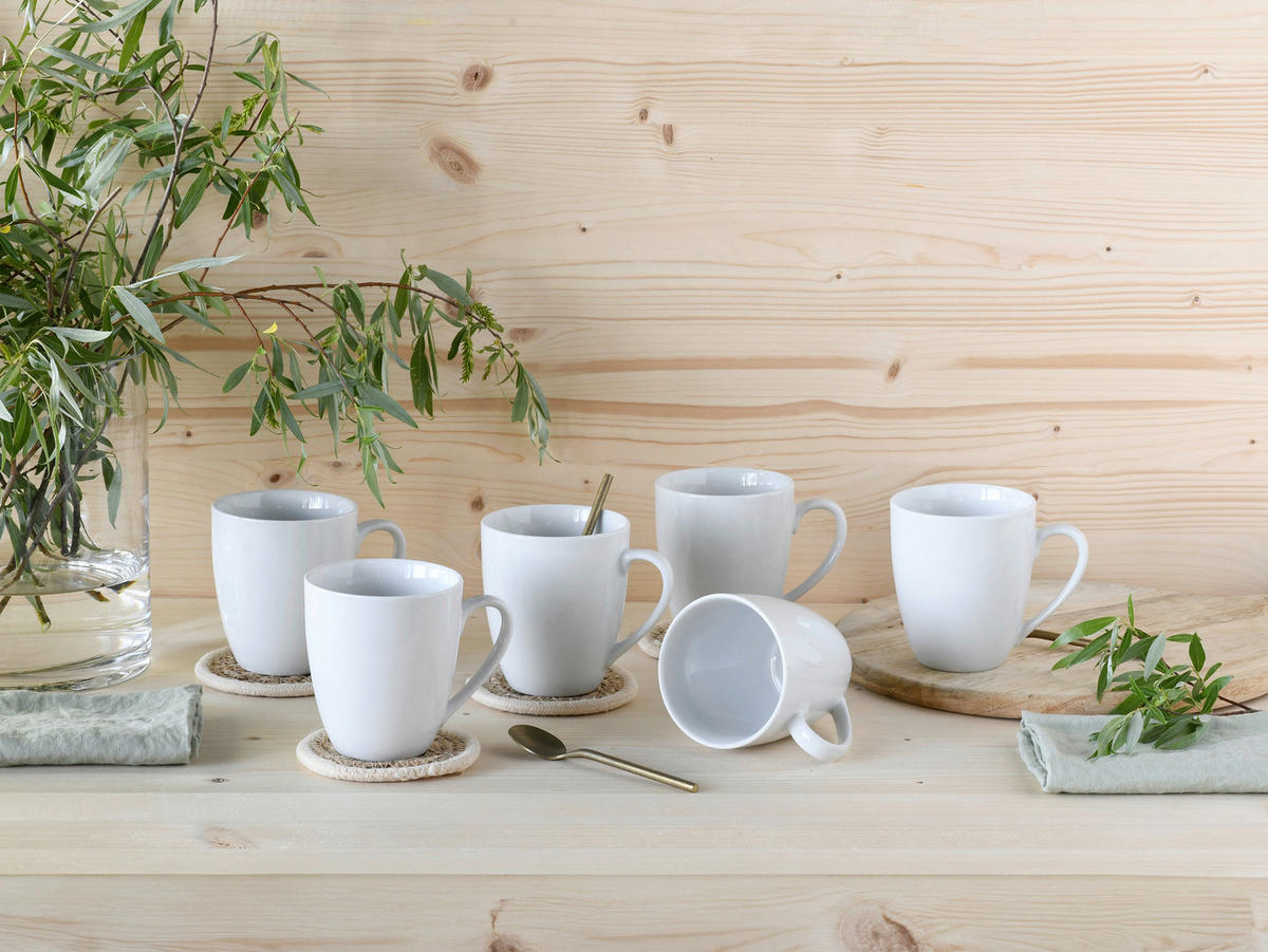 KAFFEEBECHERSET Luna 6-teilig  - Weiß, Basics, Keramik - Creatable