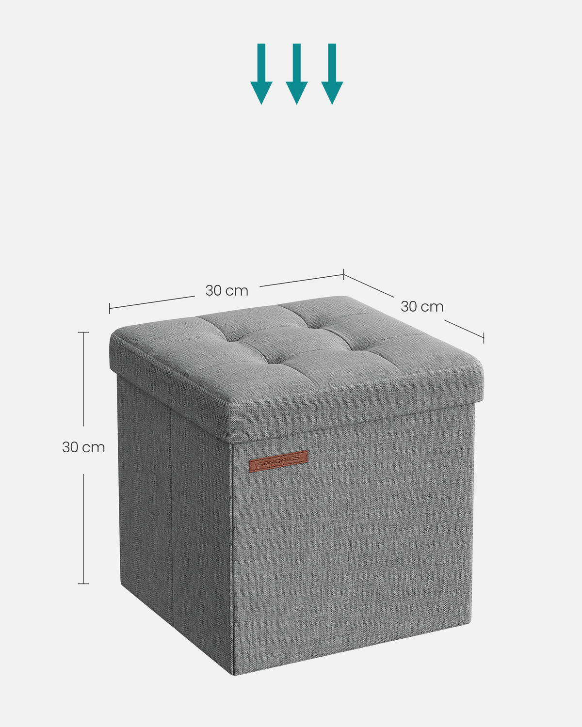 SITZBOX in Textil, Holzwerkstoff Hellgrau  - Hellgrau, Basics, Holzwerkstoff/Textil (30/30/30cm)