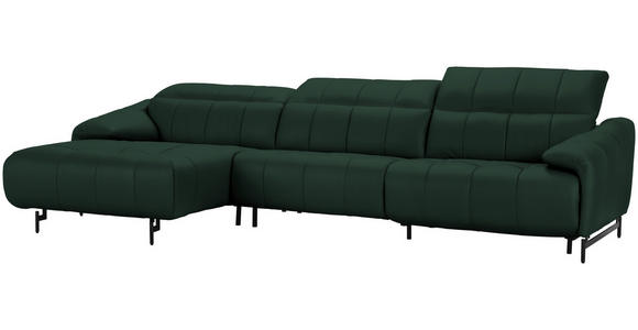 ECKSOFA in Echtleder Opal 165/313 cm - Opal/Schwarz, Design, Leder/Metall (165/313cm) - Emilio Belluti