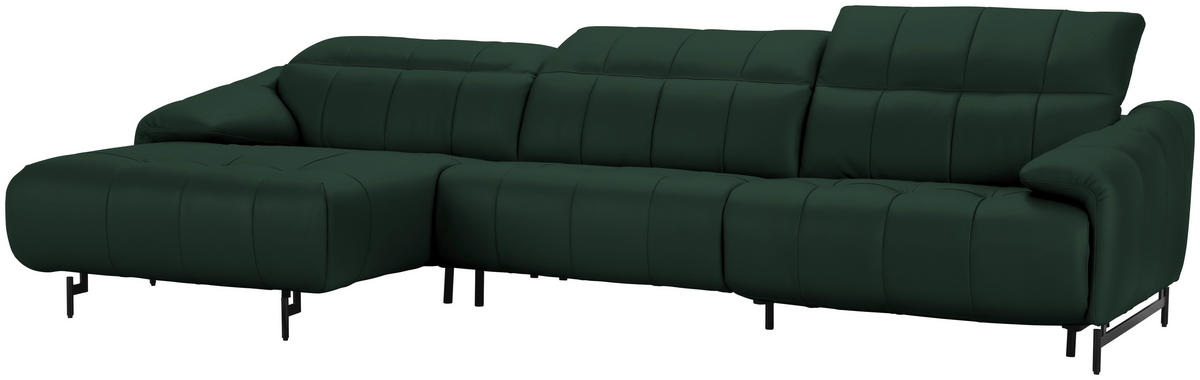ECKSOFA in Echtleder Opal  - Opal/Schwarz, Design, Leder/Metall (165/313cm) - Emilio Belluti