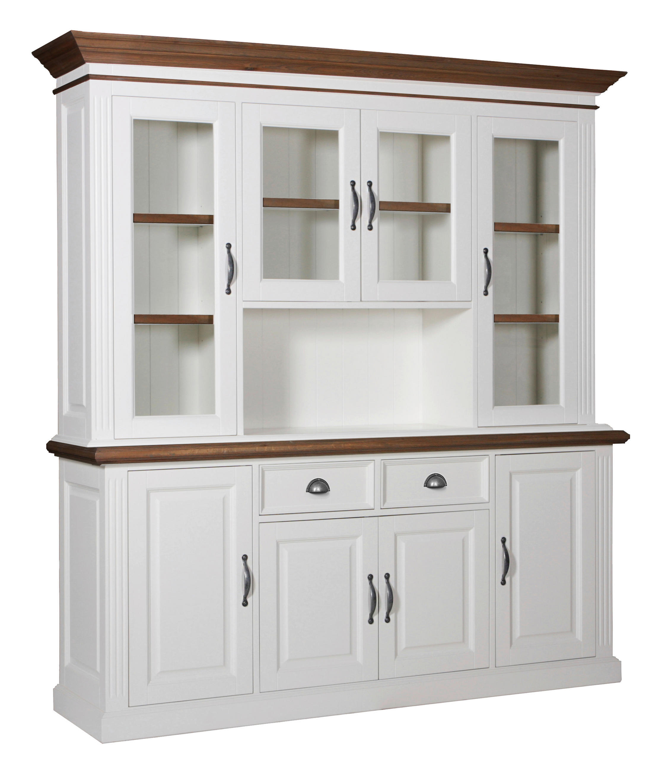 BUFFET 198/220/50 cm  in Weiß, Eichefarben  - Eichefarben/Zinkfarben, LIFESTYLE, Glas/Holzwerkstoff (198/220/50cm) - Landscape