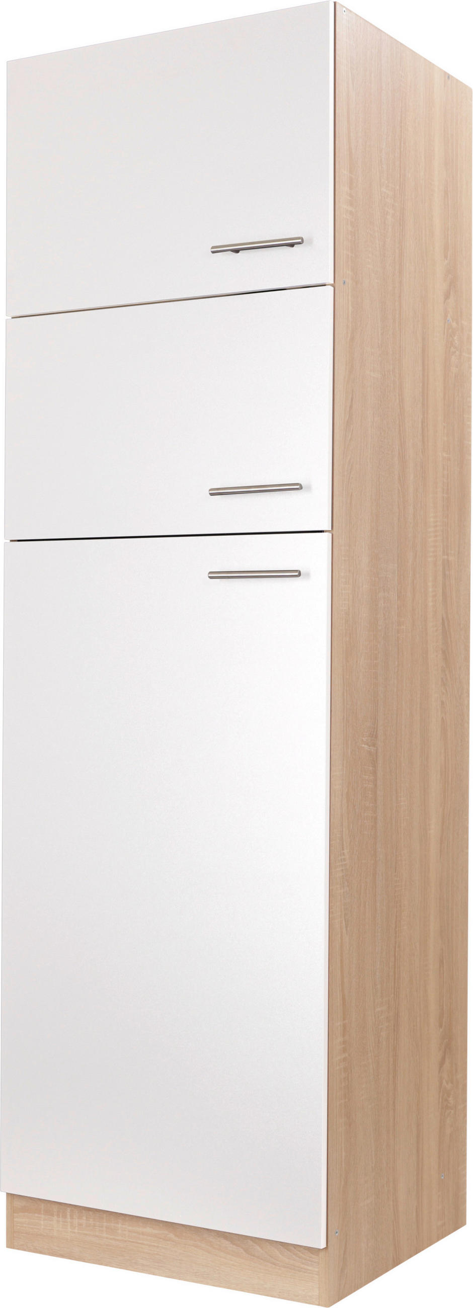 GERÄTEUMBAUSCHRANK 60/200/60 cm  in Weiß, Eichefarben  - Eichefarben/Silberfarben, Basics, Holzwerkstoff/Metall (60/200/60cm) - Respekta