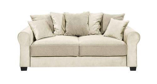 2-SITZER-SOFA Webstoff, Mikrovelours Creme  - Creme/Schwarz, Design, Kunststoff/Textil (215/95/115cm) - MID.YOU