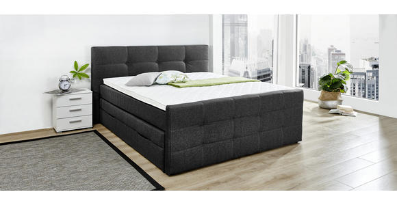 BOXSPRINGBETT 180/200 cm  in Schwarz  - Schwarz, Design, Kunststoff/Textil (180/200cm) - Carryhome