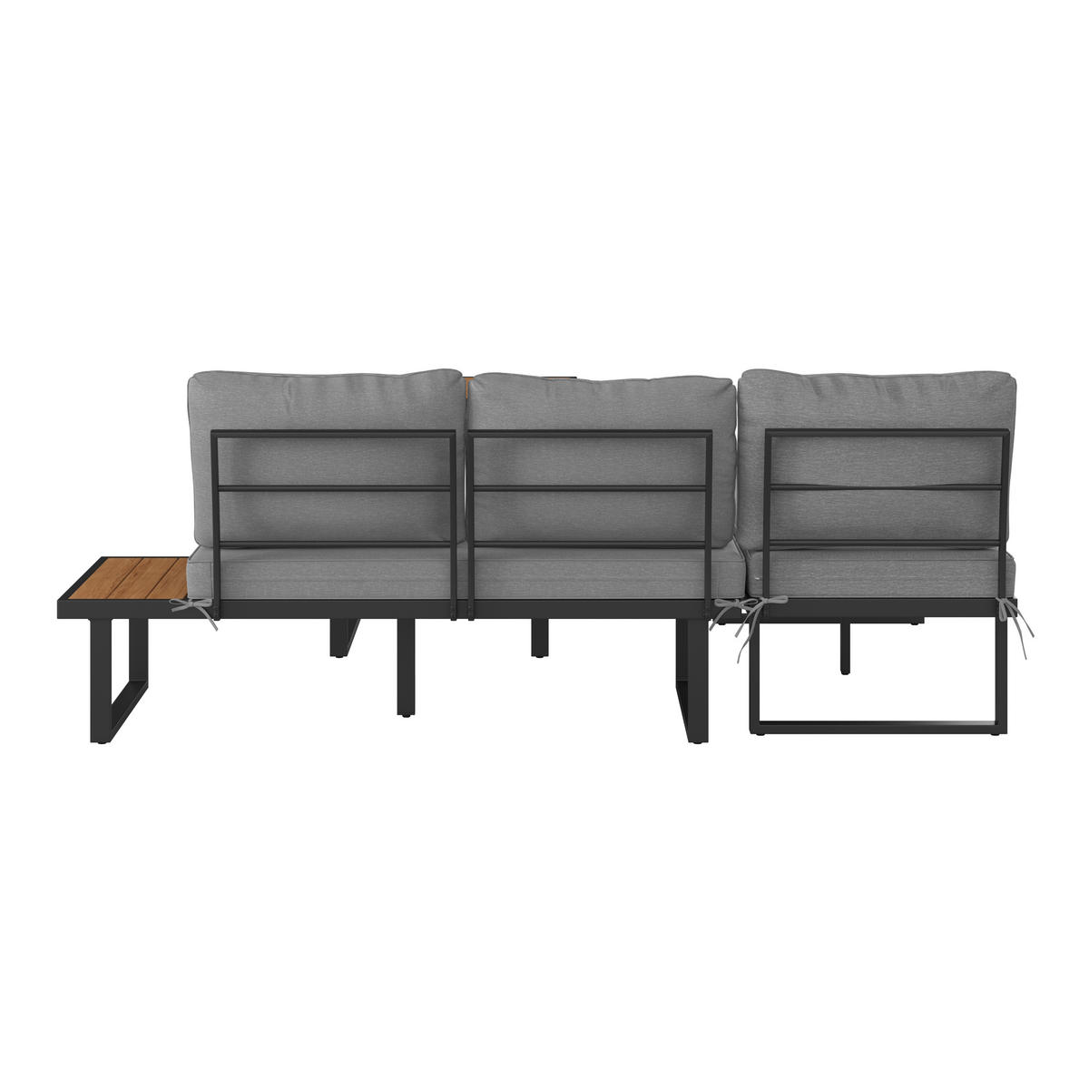DINING-LOUNGESET Akazie vollmassiv Stahl  - Schwarz/Naturfarben, MODERN, Holz/Metall (152/58/67cm) - Ambia Garden