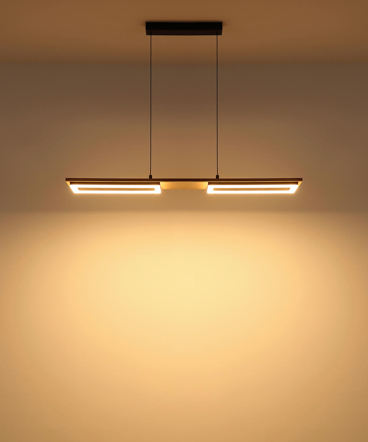 ZÁVĚSNÉ LED SVÍTIDLO, 90/18/120 cm - tmavě hnědá/černá, Design, kov/kompozitní dřevo (90/18/120cm) - Globo