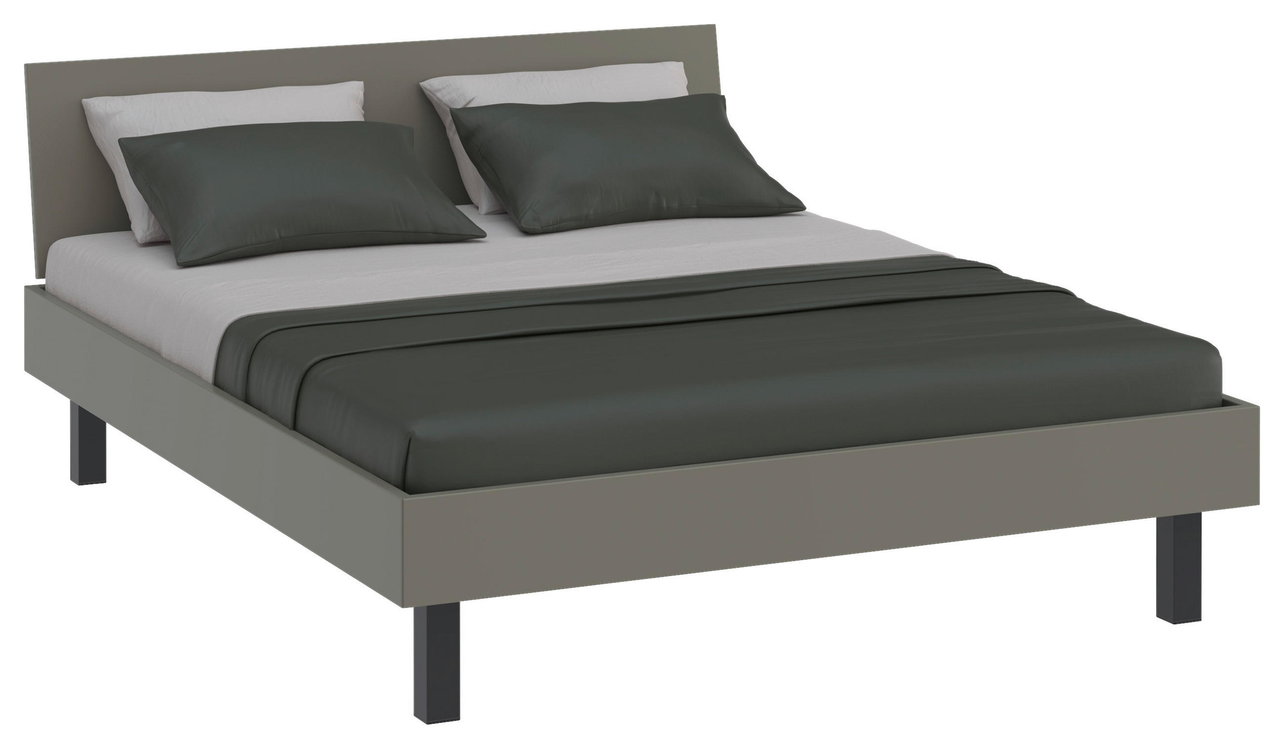 BETT 160/200 cm,  in Grau, Grün  - Schwarz/Grau, Design, Metall (160/200cm) - Xora