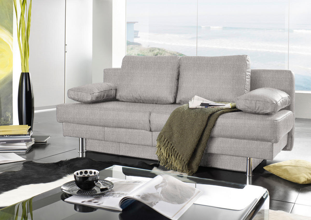 SCHLAFSOFA in Textil Hellgrau  - Wengefarben/Hellgrau, Design, Holz/Textil (203/94/100cm) - Novel