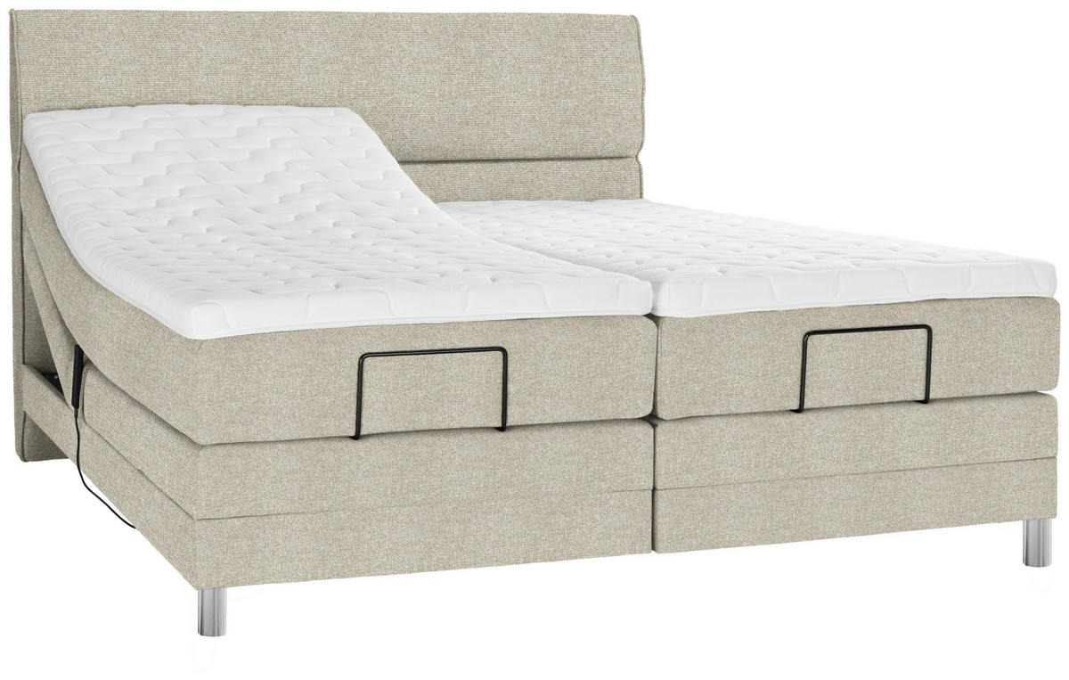 BOXSPRINGBETT 200/200 cm  in Beige  - Chromfarben/Beige, KONVENTIONELL, Kunststoff/Textil (200/200cm) - Voleo
