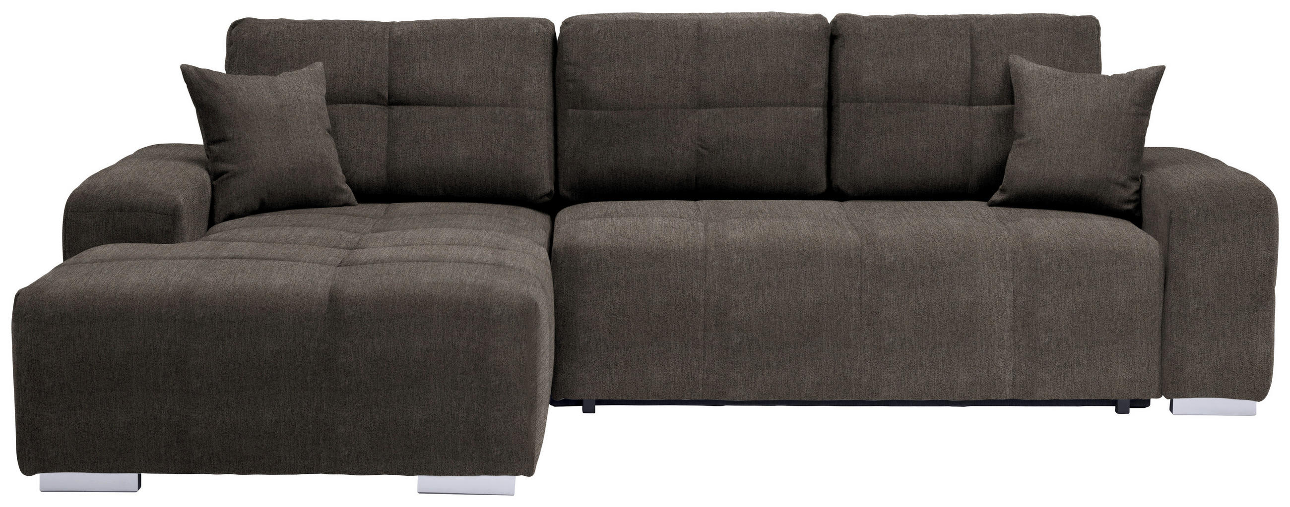 ECKSOFA in Webstoff Braun  194/280 cm  - Silberfarben/Braun, Design, Kunststoff/Textil (194/280cm) - Carryhome